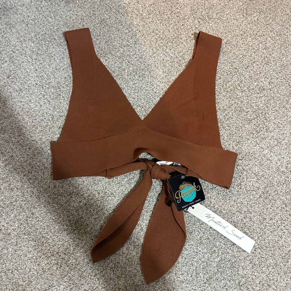 Mustard Seed Brown Tie-Back Tank Top